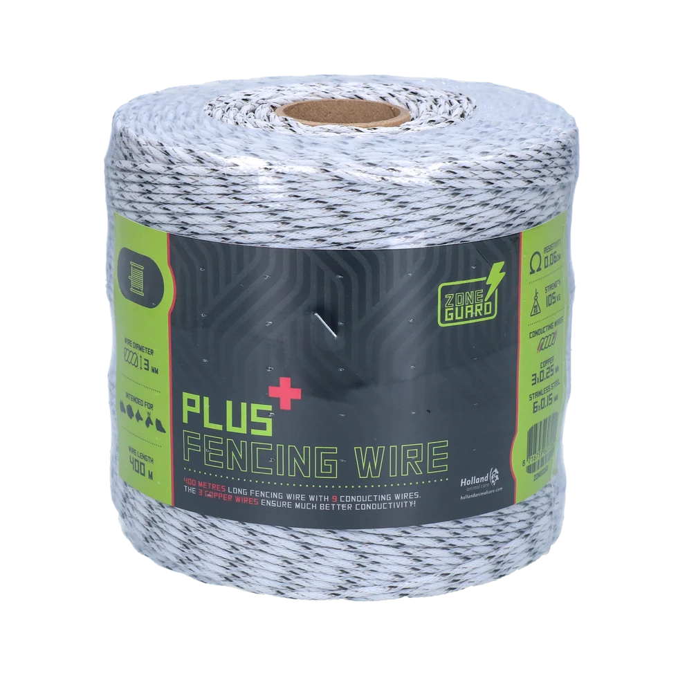 ZONE0068.png Fil électrifiable 3 mm, blanc et noir, 400 m – ZoneGuard Plus – Image 1