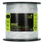 Corde électrifiable blanche 6 mm avec 6 fils en acier inoxydable, 200 m – ZoneGuard Basic