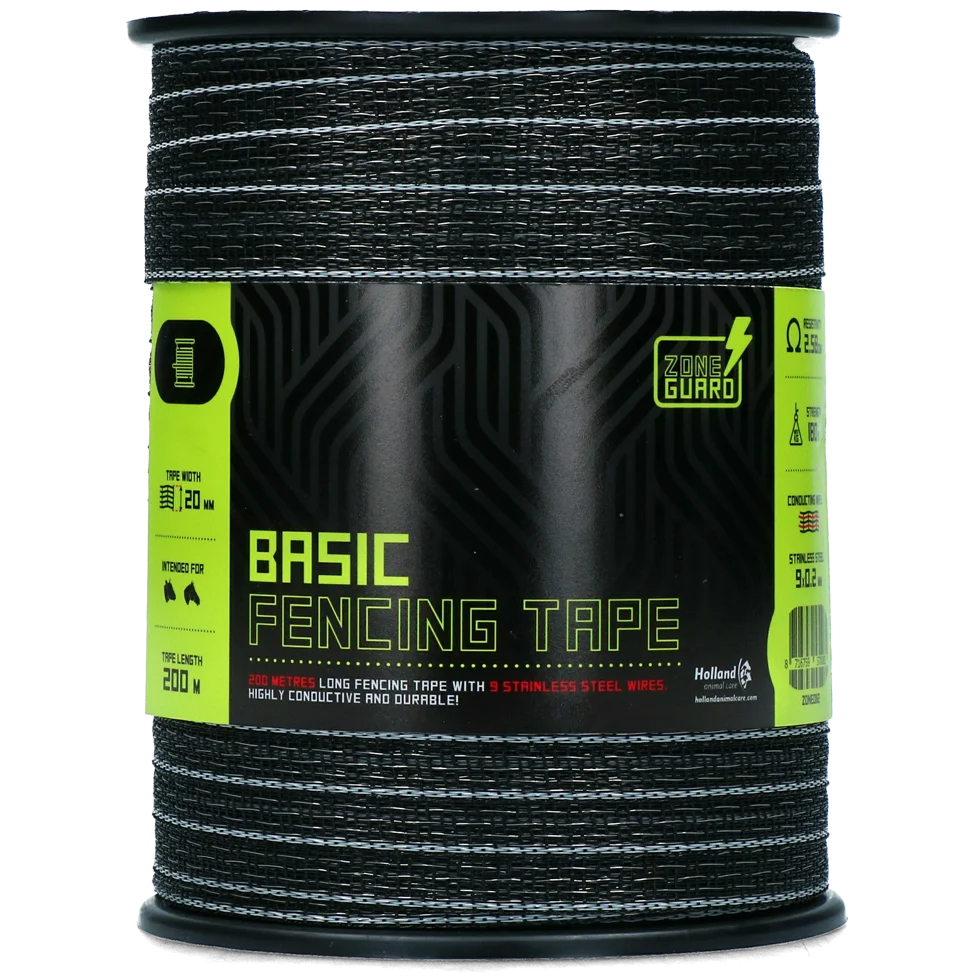 Ruban électrifiable 20 mm noir avec 9 fils en acier inoxydable, 200 m – ZoneGuard Basic – Image 2