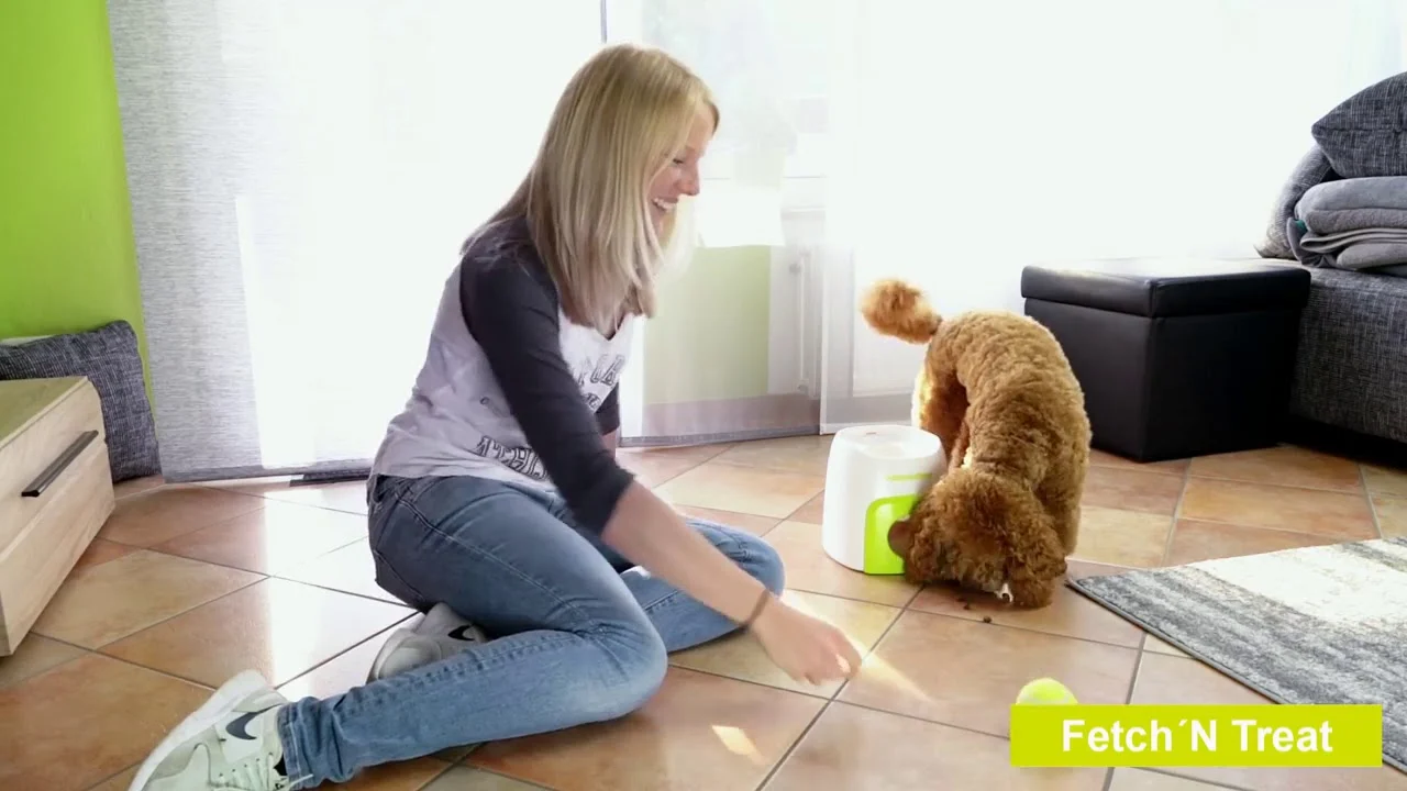 Jouet distributeur de friandises pour chien avec balle de tennis et compartiment amovible pour croquettes – AFP Interactives Fetch'N'Treat 2nd Generation – Image 4