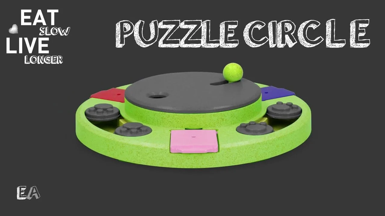 Puzzle pour chien pour croquettes et friandises avec pieds antidérapants – Eat Slow Live Longer Puzzle Circle – Image 2