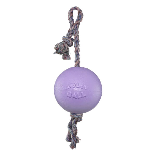 Balle pour chien avec corde, flottante, violet clair M (15 cm) – Jolly Pets Romp-n-Roll