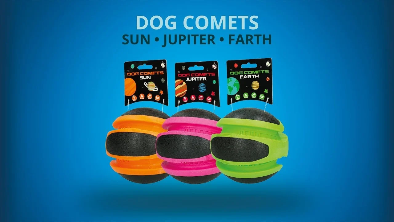 Balle rebondissante orange pour chien, 14 cm – Dog Comets Planets – Image 4