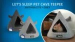 Tipi pour chat en feutre avec coussin, 50 x 45 cm, anthracite – Let's Sleep Pet Cave TeePee – Image 3