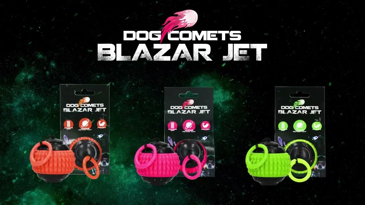 Balle pour chien avec cordelette rétractable rose – Dog Comets Blazar Jet – Image 4